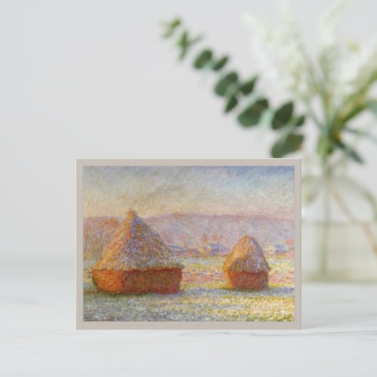 Haystacks, White Frost Effect van Monet Briefkaart (Staand voorkant)