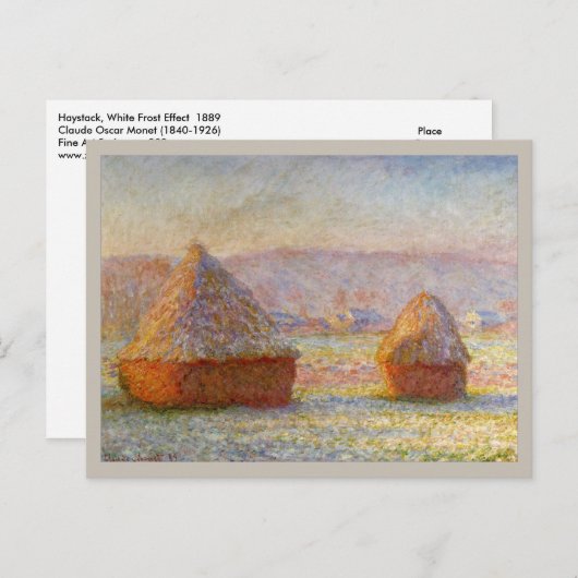 Haystacks, White Frost Effect van Monet Briefkaart (Voorkant / Achterkant)