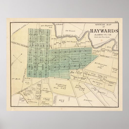  Hayward CA Map (1878) Poster (Voorkant)