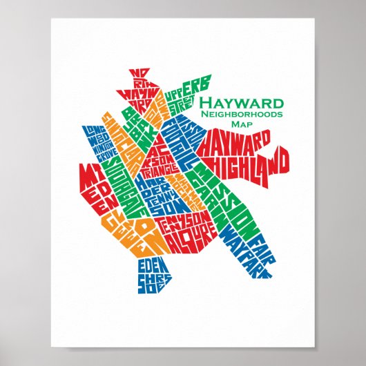 Hayward Nabuurds Map Poster 8x10 (Voorkant)