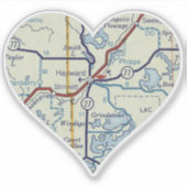 Hayward WI  kaart Sticker (Voorkant)