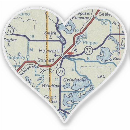 Hayward WI  kaart Sticker (Voorkant)