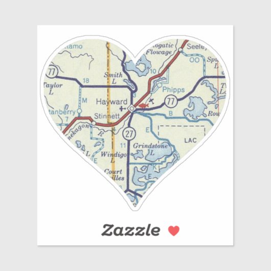 Hayward WI  kaart Sticker (Vel)