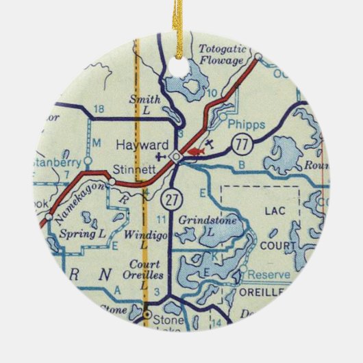 Hayward WI Old Map Keramisch Ornament (Achterkant)