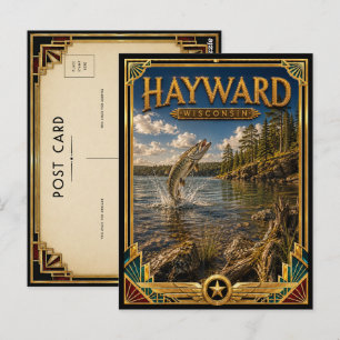 Hayward Wisconsin Vintage Art Deco Gouden Tijdperk Briefkaart