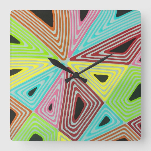 Haywire in Black Wall Clock Vierkante Klok (Voorkant)