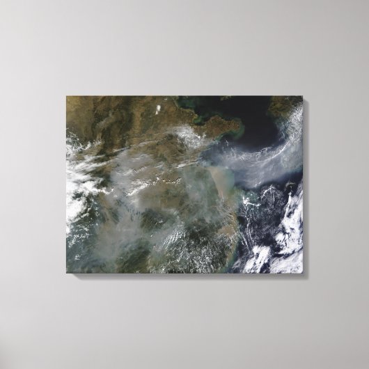 Haze over de Noord-Chinese vlakte Canvas Afdruk (Voorkant)