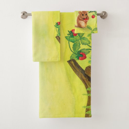 Hazel Dormouse Eet Wilde aardbei Bad Handdoek (Insitu)