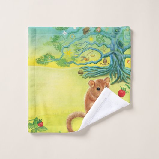 Hazel Dormouse Eet Wilde aardbei Bad Handdoek (Wasdoekje)