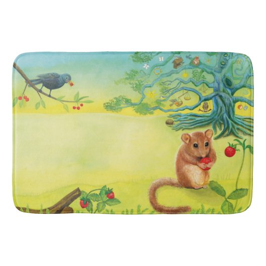 Hazel Dormouse Eet Wilde aardbei Badmat (Voorkant)
