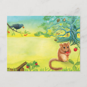 Hazel Dormouse Eet Wilde aardbei Briefkaart