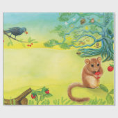 Hazel Dormouse Eet Wilde aardbei Cadeaupapier (Vlak)