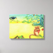 Hazel Dormouse Eet Wilde aardbei Canvas Afdruk (Voorkant)