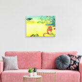 Hazel Dormouse Eet Wilde aardbei Canvas Afdruk (Insitu (Woonkamer))