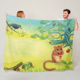 Hazel Dormouse Eet Wilde aardbei Fleece Deken