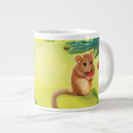 Hazel Dormouse Eet Wilde aardbei Grote Koffiekop