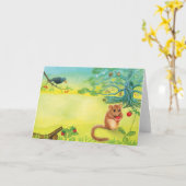 Hazel Dormouse Eet Wilde aardbei Kaart (Gele Bloem)