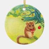Hazel Dormouse Eet Wilde aardbei Keramisch Ornament (Voorkant)