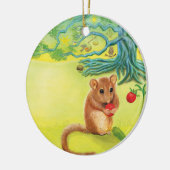 Hazel Dormouse Eet Wilde aardbei Keramisch Ornament (Links)