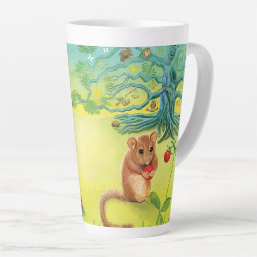 Hazel Dormouse Eet Wilde aardbei Latte Mok (Rechterhoek)