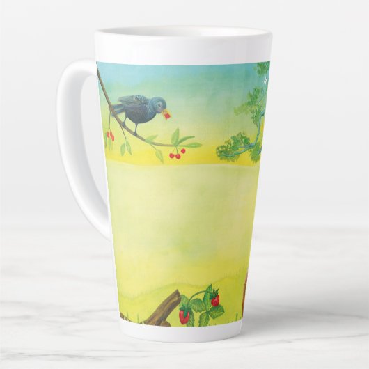 Hazel Dormouse Eet Wilde aardbei Latte Mok (Linkerhoek)