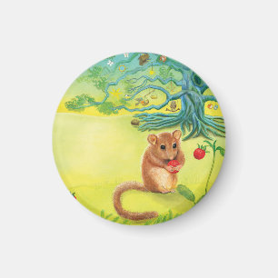 Hazel Dormouse Eet Wilde aardbei Magneet