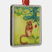 Hazel Dormouse Eet Wilde aardbei Metalen Ornament (Rechts)