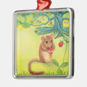 Hazel Dormouse Eet Wilde aardbei Metalen Ornament (Links)