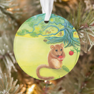 Hazel Dormouse Eet Wilde aardbei Ornament