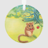 Hazel Dormouse Eet Wilde aardbei Ornament (achterkant)