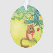 Hazel Dormouse Eet Wilde aardbei Ornament (voorkant)