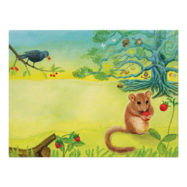 Hazel Dormouse Eet Wilde aardbei Perfect Poster