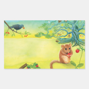 Hazel Dormouse Eet Wilde aardbei Rechthoekige Sticker