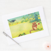 Hazel Dormouse Eet Wilde aardbei Rechthoekige Sticker (Envelop)
