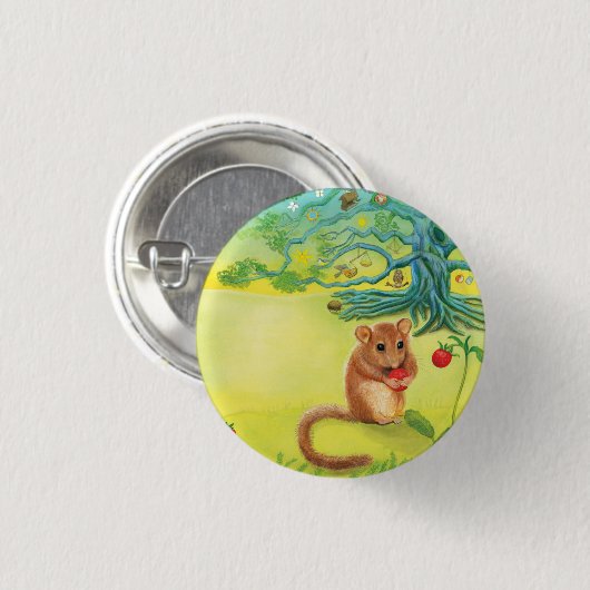 Hazel Dormouse Eet Wilde aardbei Ronde Button 3,2 Cm (Voorkant /achterkant)