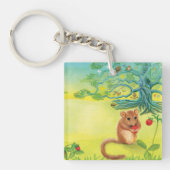 Hazel Dormouse Eet Wilde aardbei Sleutelhanger (voorkant)