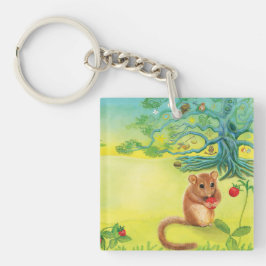 Hazel Dormouse Eet Wilde aardbei Sleutelhanger