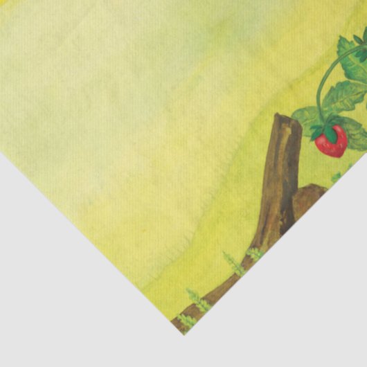 Hazel Dormouse Eet Wilde aardbei Tissuepapier (Detail)