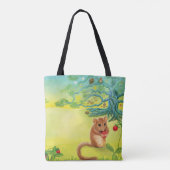 Hazel Dormouse Eet Wilde aardbei Tote Bag (Achterkant)