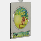 Hazel Dormouse Eet Wilde aardbei Verzilverd Banner Ornament (Rechts)