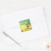 Hazel Dormouse Eet Wilde aardbei Vierkante Sticker (Envelop)