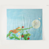 Hazel Dormouse, wilde aardbeien en dandelion Wandkleed (Voorkant (horizontaal))