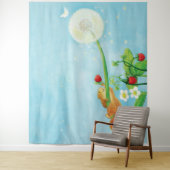 Hazel Dormouse, wilde aardbeien en dandelion Wandkleed (In situ)