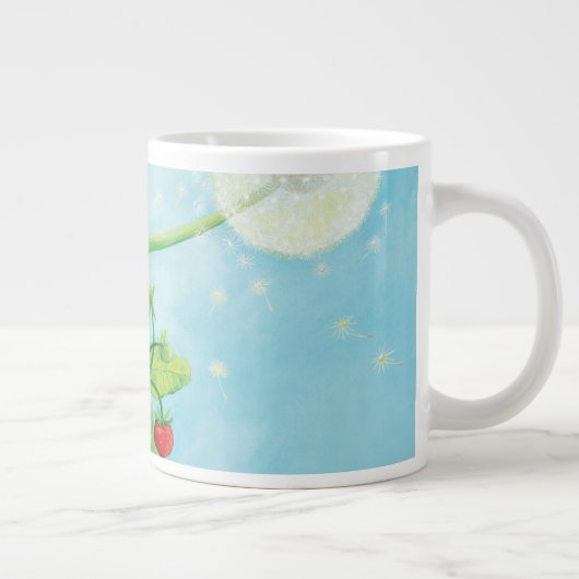 Hazel Dormouse, wilde aardbeien en dandelionpuff Grote Koffiekop (Rechts)