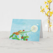 Hazel Dormouse, wilde aardbeien en dandelionpuff Kaart (Gele Bloem)