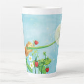 Hazel Dormouse, wilde aardbeien en dandelionpuff Latte Mok (Voorkant)