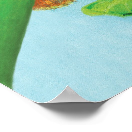 Hazel Dormouse, wilde aardbeien en dandelionpuff Poster (Hoek)