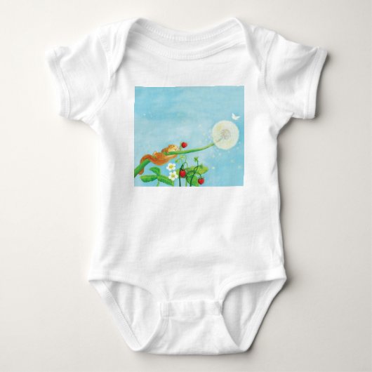 Hazel Dormouse, wilde aardbeien en dandelionpuff Romper (Voorkant)