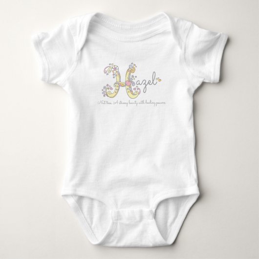 Hazel meisjes H naam betekent monogram baby kledin Romper (Voorkant)