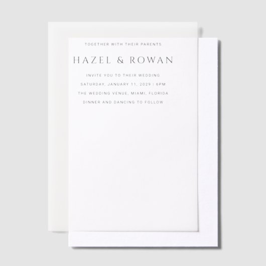 Hazel Modern Wedding Vellum Uitnodigingen (Offset)